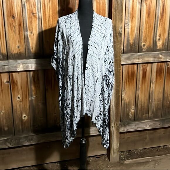 Soft Surroundings cardigan kimono tie dye gray black One Size FIRM on PRICE - Picture 1 of 6